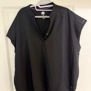 Healing Hands Black Relaxed Cap Sleeve Scrub Top